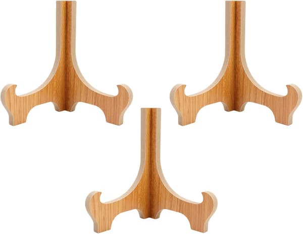 3 st träplattställ för display med robust stöd och elegant design, lämplig