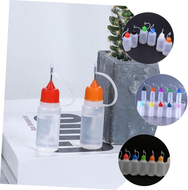 20 st 30 ml nålspetslimflaskor med lock, halvsmå tomma plastflaskor