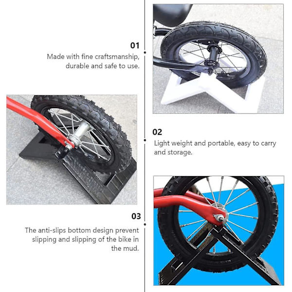 Barnbalanscykelparkeringställ Stativ Skidstyrning Fast Ram Cykelparkering Display Stödram (svart Vit) (2 st)