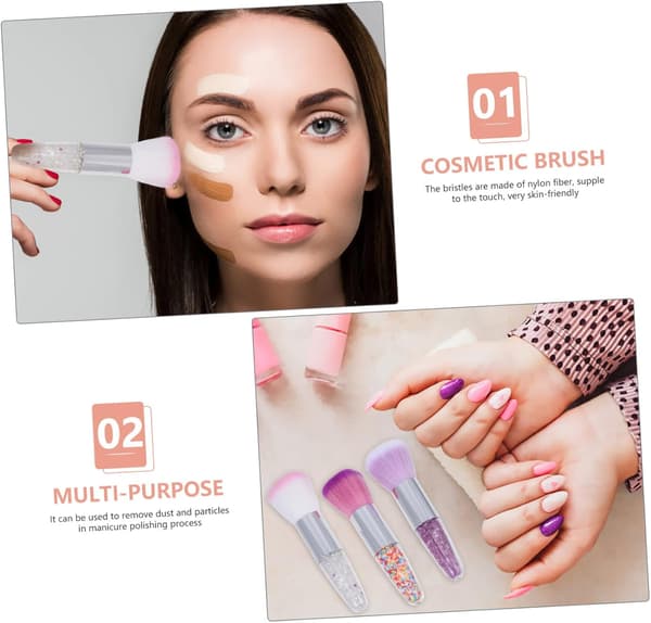 3 stk. Blushbørste Pudderbørste Make-up Værktøj Skånsomt mod Huden Sikkert Materiale til Kvinder