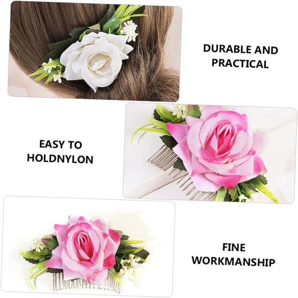 2 stk simulerte blomsterhodeplagg for brud av blomsterhårkammer Elegant bryllupshår for brudefest og seremoni