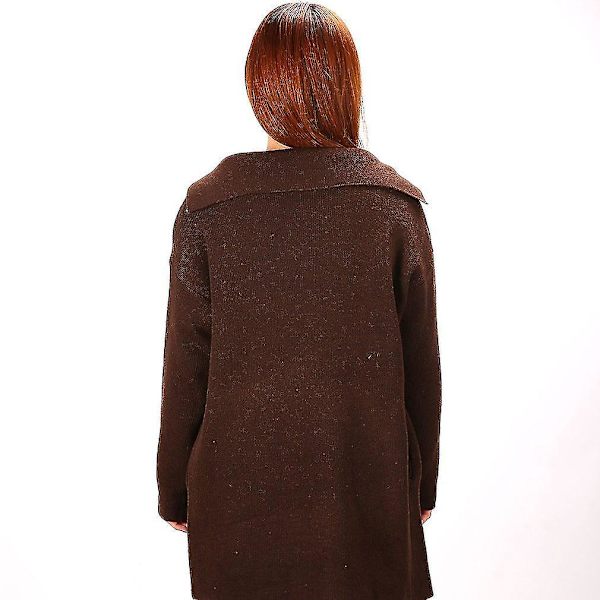 Kvinnors Imitationsmocka Knytband Långärmad Cardigan