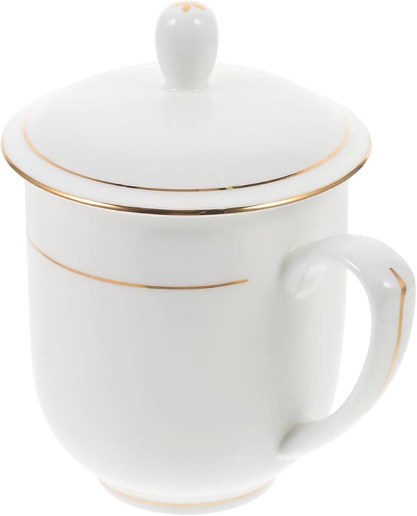Keramisk vattenmugg kontorsvattenmugg 400 ml kapacitet vit keramik multifunktionell platt bas enkel design