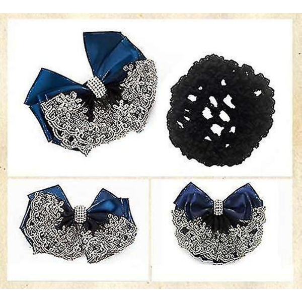2-pack Professionell Bun Cover Mesh Hårnät Rosett med Skålad Spets