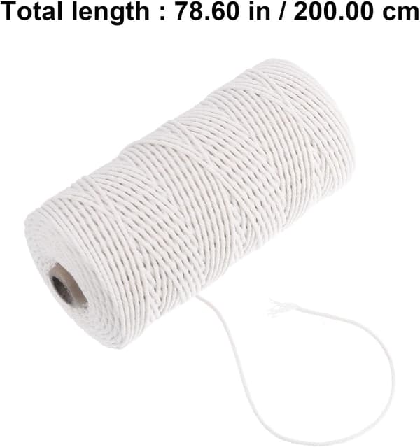 DIY Gobeläng Bomullsrep 2mm 200m Vit Flätad Makramésnöre