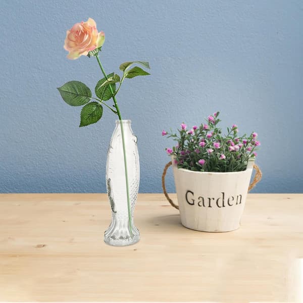 Fiskformad vas Dekorativ blomvas Elegant konstnärlig glasfiskformad flaska