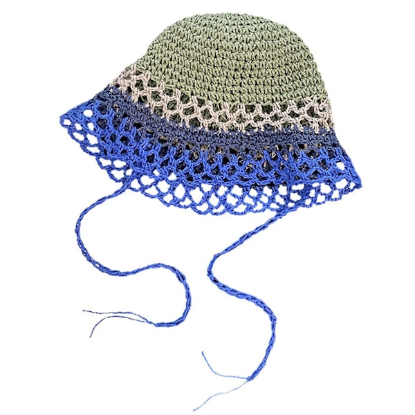 Kvinnors Virkad Hinkhatt Dam Outdoor Sport Fiskehatt För Kvinnor Casual Blue
