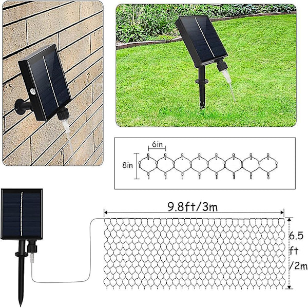 Mesh Net Julelys Solcelle 8 Moduser 200led