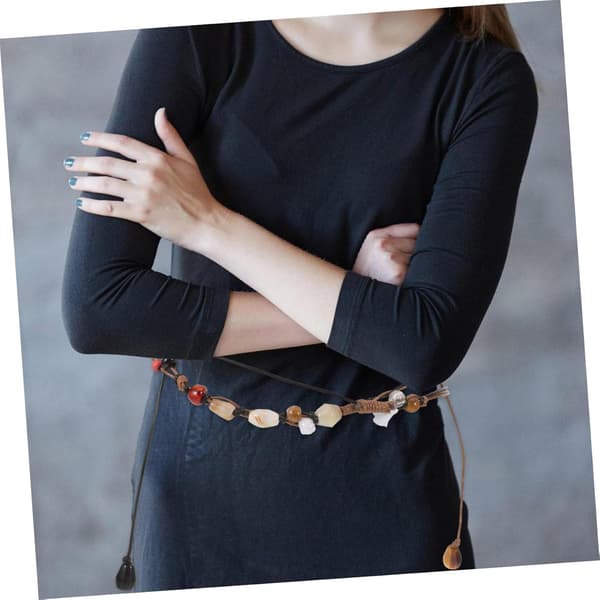 Justerbart Boho Repbälte för Kvinnor med Blandade Pärlor Handgjord Flätad Midjekedja