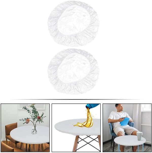 2 st elastiska bordsdukar runda PVC med flanellbaksida oljesäker vattenabsorption enkel