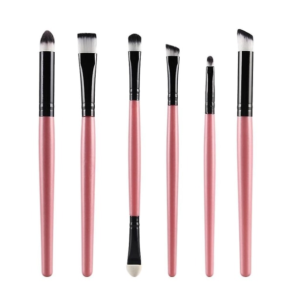 6 stk. Øjenbørstesæt Makeupbørste Øjenskyggebørste Skønhedsværktøjer (Pink Bar Sort Rør)
