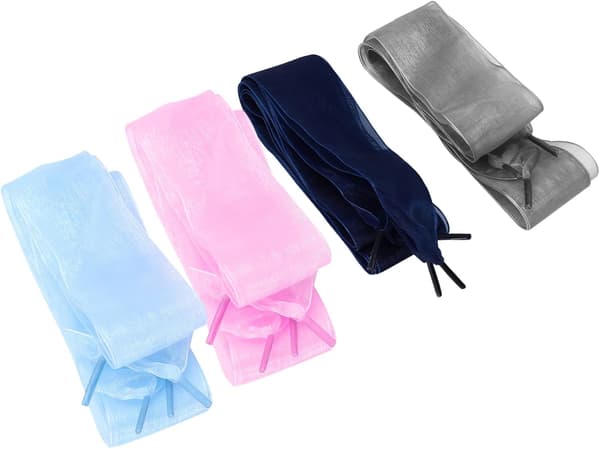 4 par afslappede dekorative snørebånd til kvinder, bløde satin flade snørebånd, 110 cm længde, pink grå