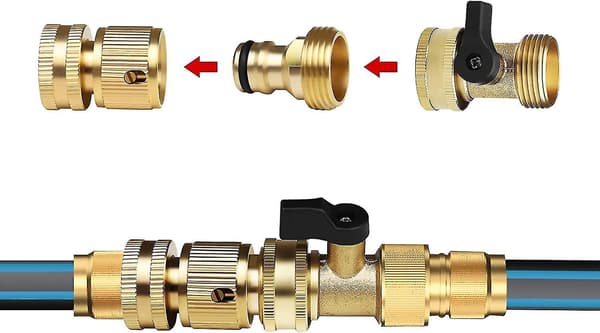 2 Pak Messing Havehane Stopventil, 3/4'' Gevind Kugleventil Stop Slange Adapter