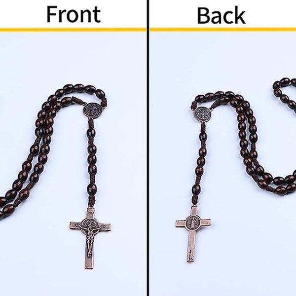 Blak,håndlaget katolsk rosenkrans, anheng halskjede bønneperler St rosenkrans perler katolsk for kvinner menn