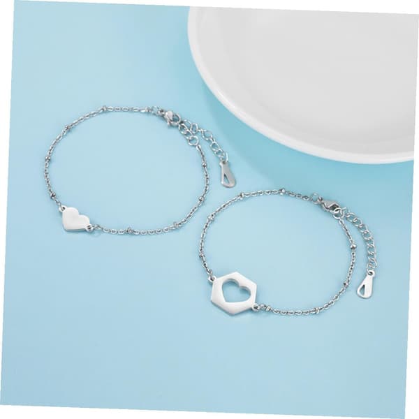 Rustfrit Stål Par Armbånd Sæt, Hjerteformet Elsker Armring, Mode Titanium Stål Armbånd