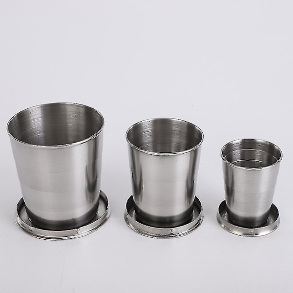 Teleskopisk Mugg i Rostfritt Stål, Vikbar, Utomhus, Resa, Tre Vikbara Muggar, Teleskopisk, 1 St - Silver