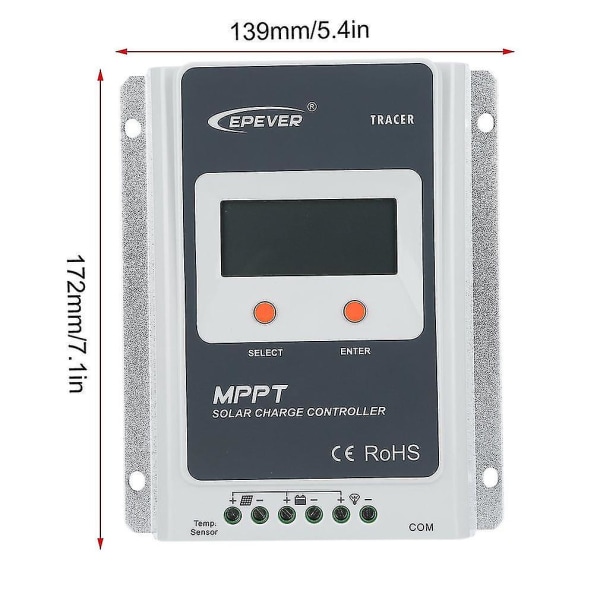 MPPT 10A Solar Charge Controller 12V/24V DC LCD-skärm