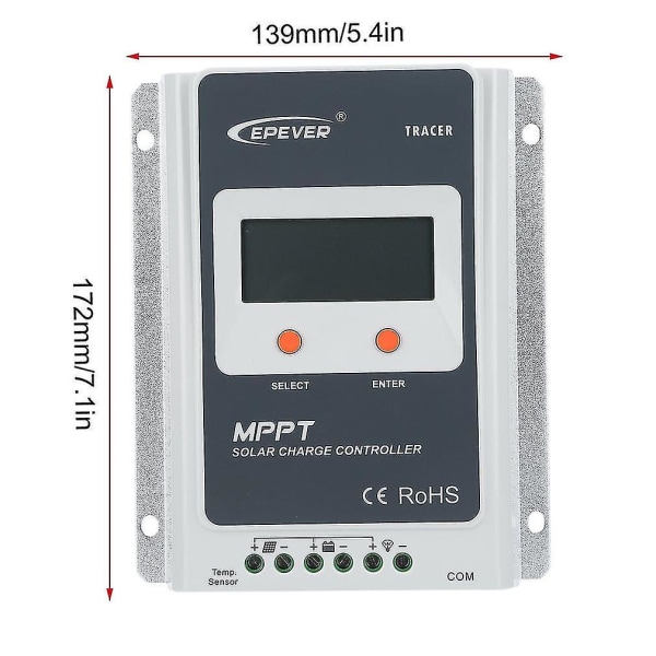 MPPT 10A Solar Charge Controller 12V/24V DC LCD-skærm