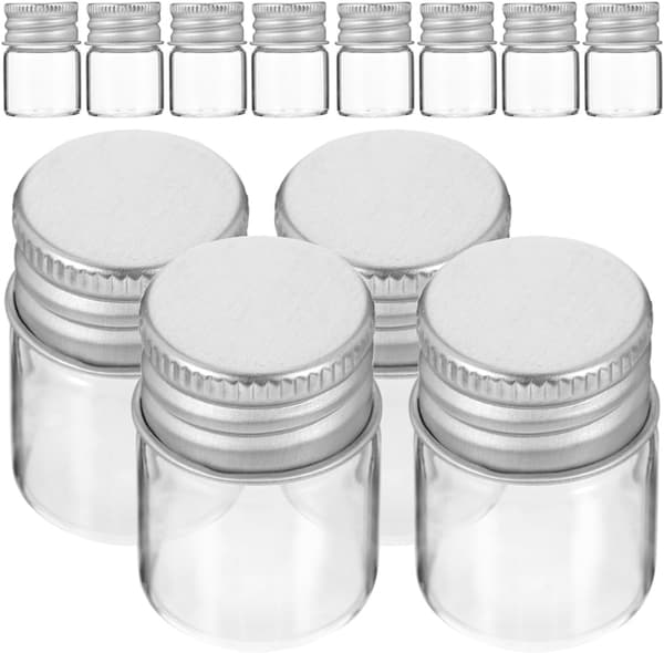 24 st glasflaskor miniflaskor med aluminiumlock 5 ml säker försegling lämplig