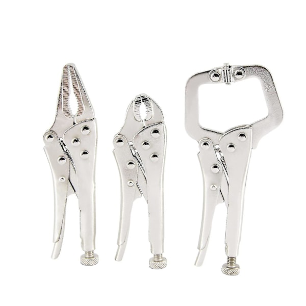 3-pack Mini Låsset 5\" Mini C-klämma, 5\" Långnäsa Låsande Tång, 4\" Böjd Käke Låsande Tång