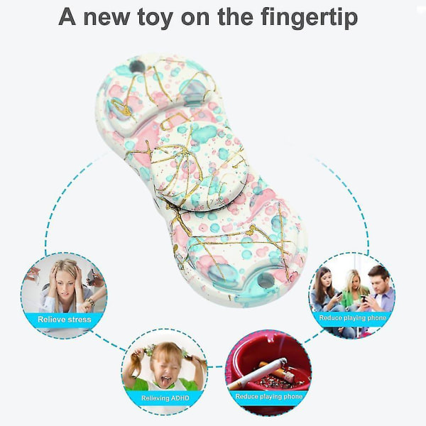 Särskild Keramisk Tryckt Handspinner Två Blad Fingert Leksak För Stressreducering