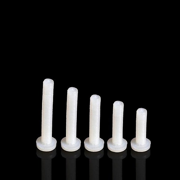 100 stk M5*10 Plast Nylon Skruer Runde Pan Krysshode Skrue Mutter Bolter