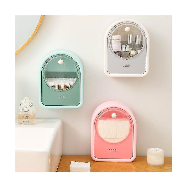 Bomuldsrondel Opbevaring Badeværelse Organizer Plastik Bomulds Pinde Tampon Kosmetik Beholder, Hvid