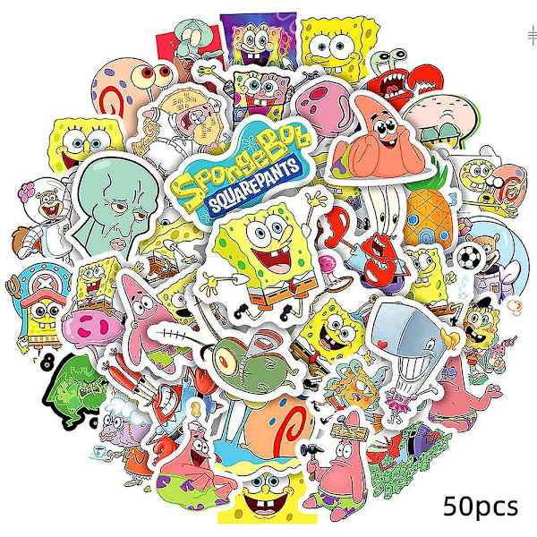 50 kpl/setti Spongebob DIY vedenkestäviä tarroja matkalaukulle, kannettavalle tietokoneelle, kupille, rullalaudalle