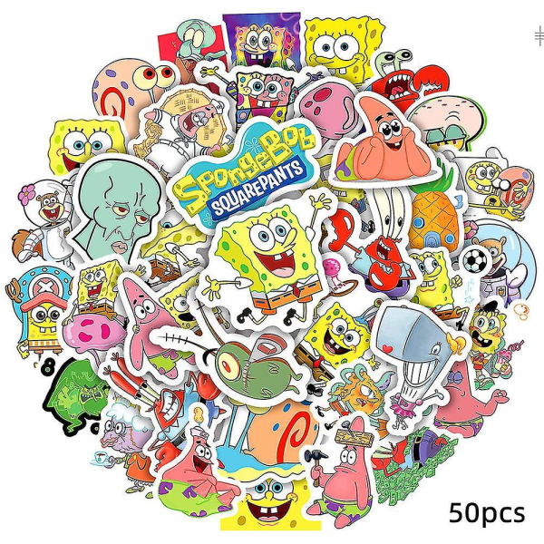 50 st/ set SpongeBob Diy Vattentät Bagage Laptop Cup Skateboarddekaler