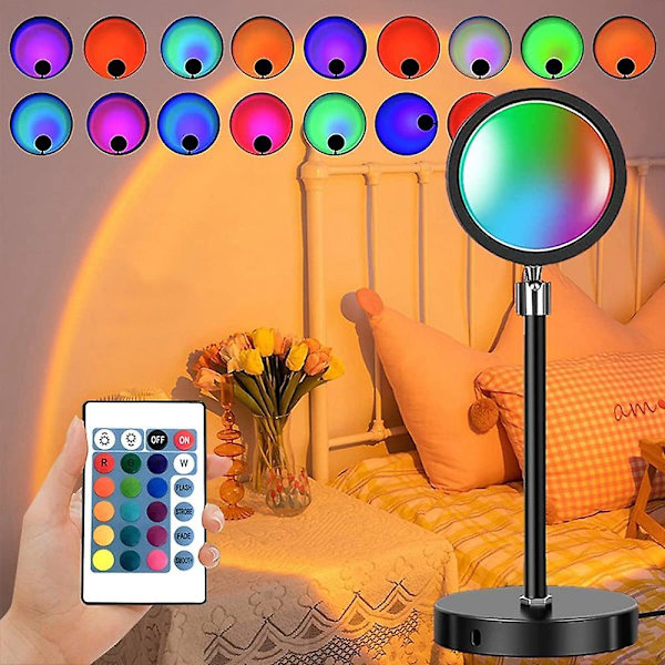 RGB Solnedgang Regnbue Projektionslampe Tiktok LED Natlampe
