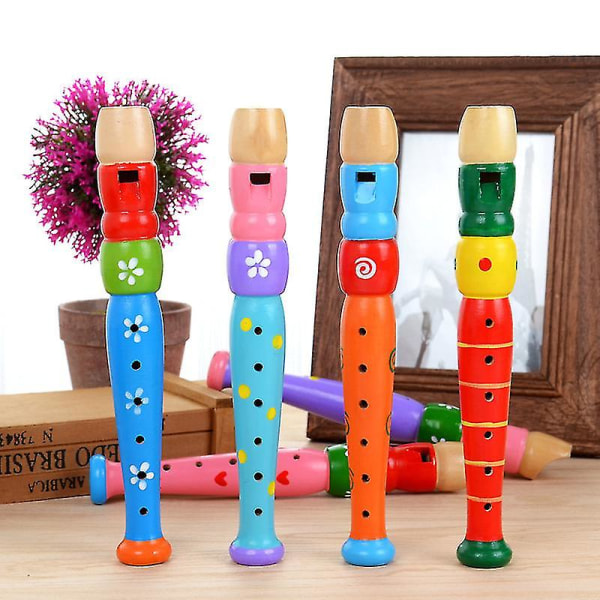 Træplastik Kid Piccolo-fløjte Musikinstrument tidligt uddannelseslegetøj 1 stk-tilfældig farve)