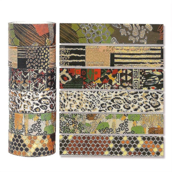 12 rullar Washi Tape Set Djur Washi Tape Dekaler Leopardmönster Skolmaterial Lim