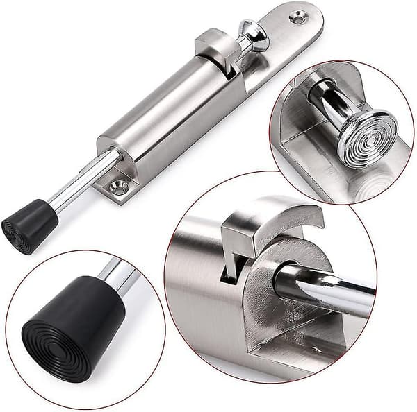 2 stk. Dørstopper Dørstøtte Stoppe Stainless Steel Dørstopper Med Gummi (sølv)
