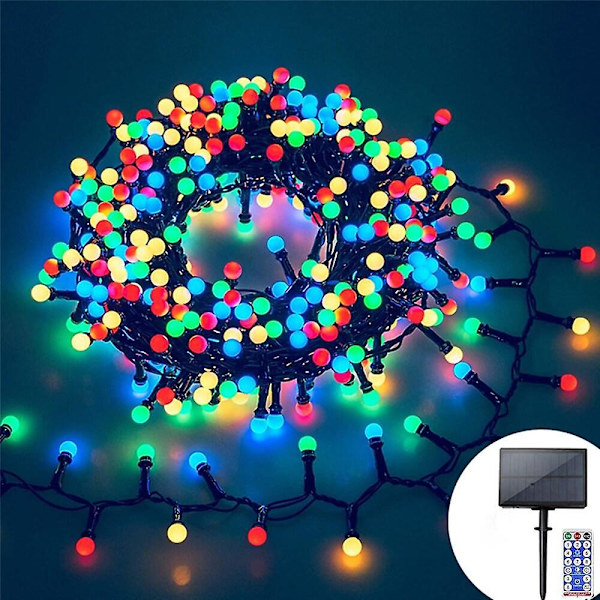 Julelys Solcelle LED Fe-streng 10m-500leds Fjernkontroll