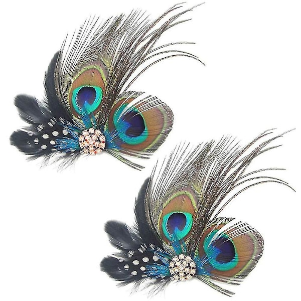 2 stk Mote Påfugl Fjær Hårklipp Hårnåler Kveldskjole Hodeplagg Bryllup Fjær Fascinator