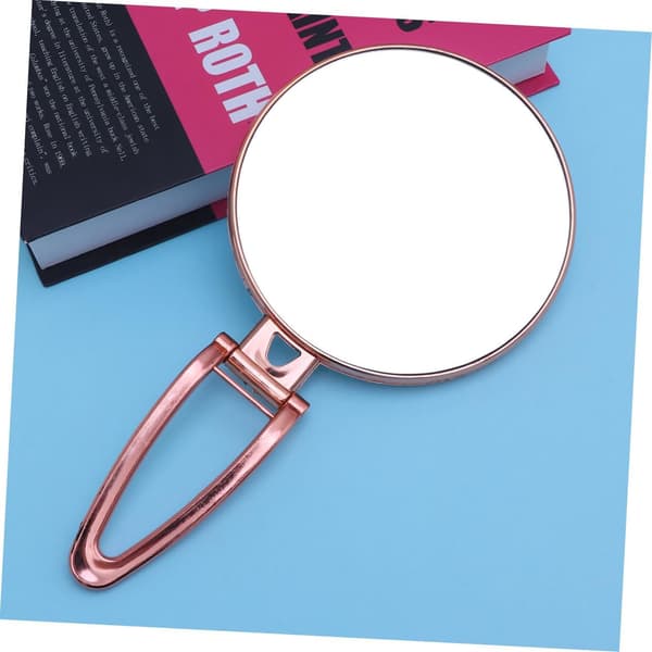 Bærbart foldbart håndholdt high definition dobbeltsidet makeup spejl gyldent til rejser og daglig brug