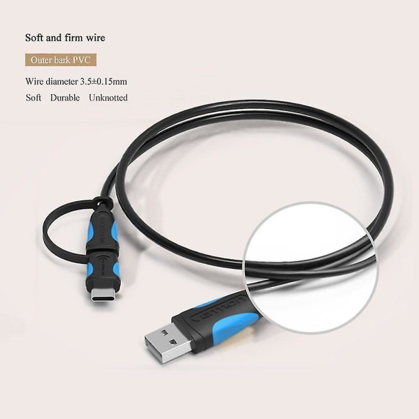 Vention A60 Micro USB till Type-C Datakabel