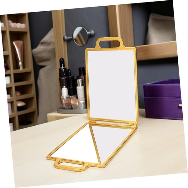 Guld Makeup Spejl med Stativ Håndfrit Dobbeltsidet Præcisionsreflektion Bærbart
