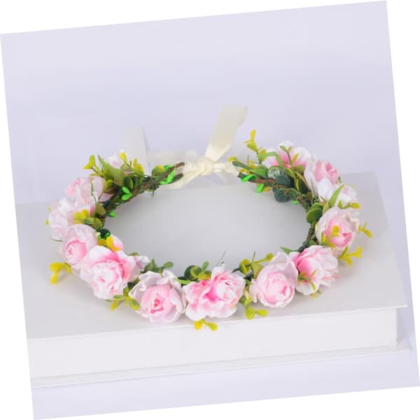 Bryllupskrans for brud, blomsterkrone, kunstige kronblader, boho-blomsterkrans for bryllupshodeplagg