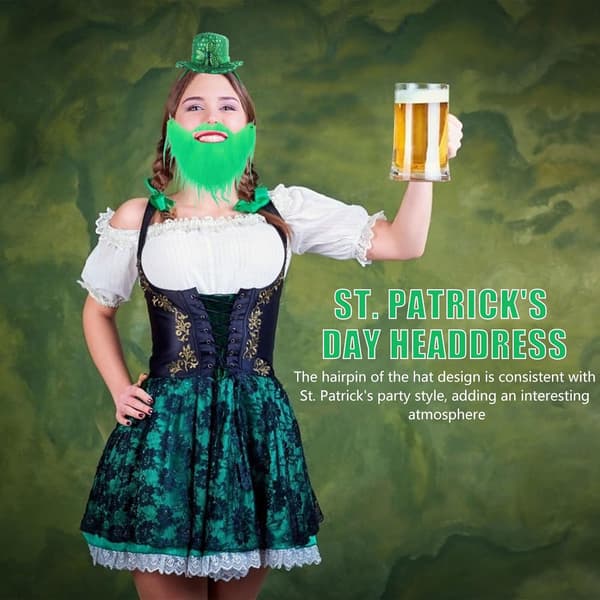 4 kpl Pyhän Patrickin päivän tiheä tekoparta pehmeä flanelli cosplay-asusteet