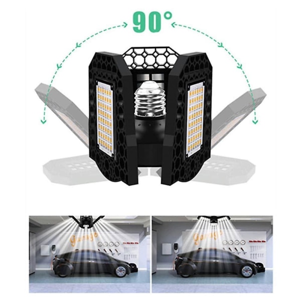 2-pack Garagebelysning E27 LED-lampa Justerbar Deformerbar