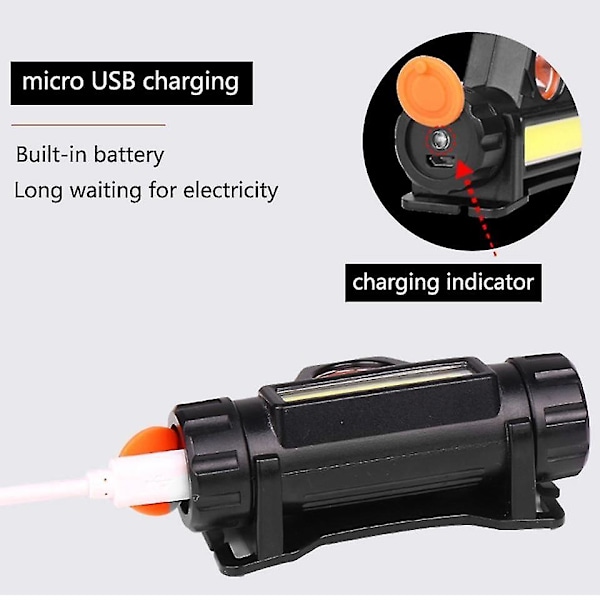 Sensor XP G Q5 Hodelykt Vanntett 2500lm USB Oppladbart