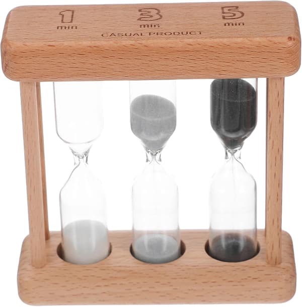 Sandtimer i tre, timeglass 1/3/5 minutter, ikke-digital timer for presis tidsstyring