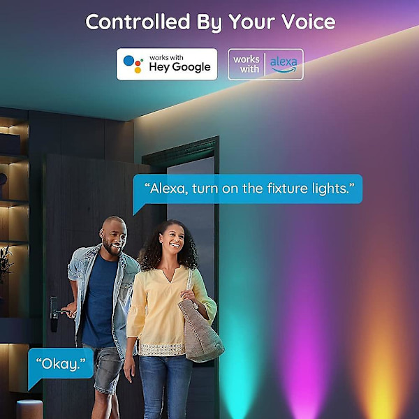 Smarte vegglamper Alexa Tuya Wifi Flerfarget Lampe Fjernkontroll