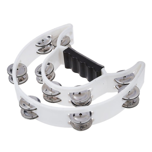Double Row Jingles Half Moon Musical Tambourine Percussion Drum White Party Ktv