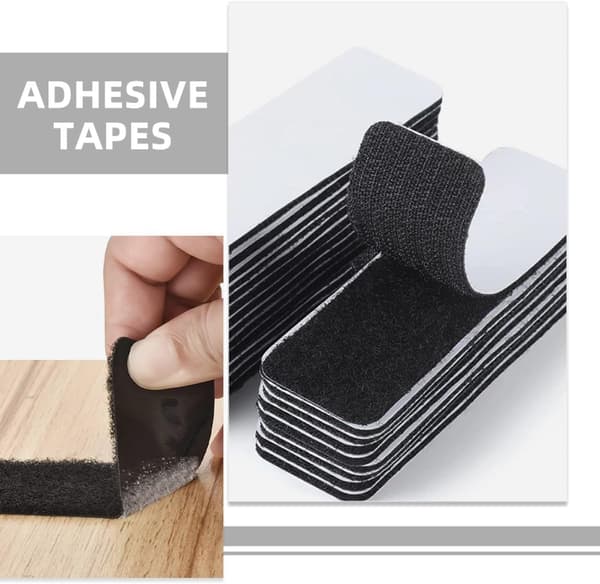 8 stk. sorte firkantede selvklæbende sofapuder 50x100mm stærk velcro til sofapudegreb