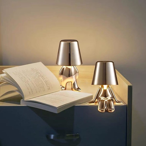 Touch LED Bordlampa Modern Thinker Uppladdningsbar Gyllene Man