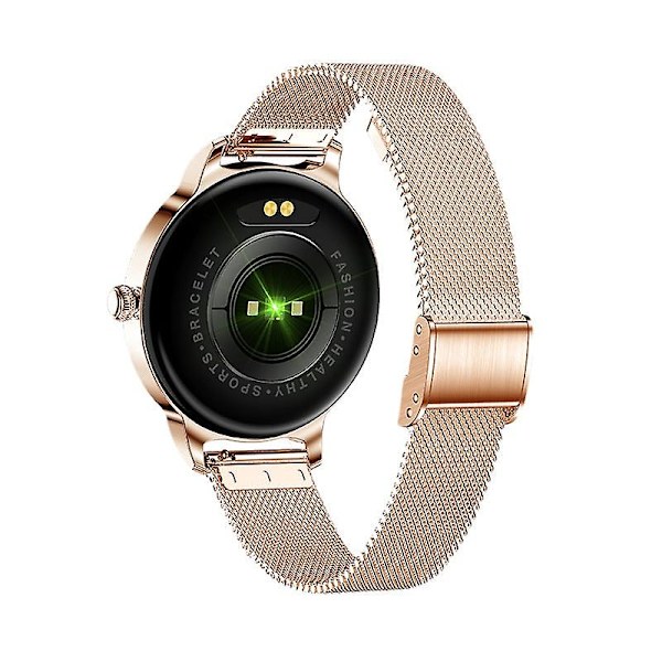 Smartklocka för kvinnor 1.09 Full Touch Hjärtfrekvens Blodtrycks Fysiologisk Periodpåminnelse Hälsa Mode Buckle mesh gold steel