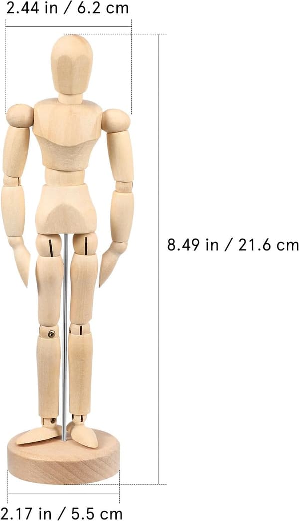 Konst Träfigur Ställbar Ritfigur Modell Rörlig Ledad Trämannekäng