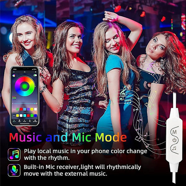 Rgbic Adresselige LED-Stripslys 10m App-Styring Musiksynkronisering